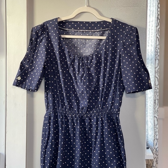 Hand Crafted Dresses & Skirts - Handmade Tiny Heart Cotton Dress size medium VALENTINES DAY
